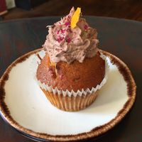 Citrus and date vegan cupcake at Radhey Chai Bar in Fitzroy