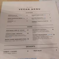 Vegan menu autumn/winter 2025 at The Cliffe Lounge Bar & Kitchen in England