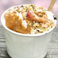 Sunday w peanut saucee  at Ice Cream Cafe in Orleans