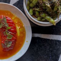 Edamame and Watermelon Sashimi   at Moonlight Japanese in Byron Bay
