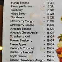Fresh juice menu at Shore Time Kainang Pinoy - Souq in Doha
