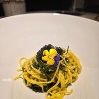 Lemon infused Oil Tagliatelle with Vegan Caviar (A must try!) at il Mansio in Lombardia