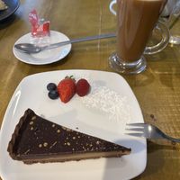 vegan millionaire cake  at The Old Schoolhouse Deli-Cafe in England