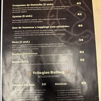 Menú  at Rolling Chef in Buzios