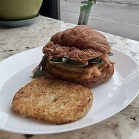 Breakfast Sausage Croissant Sandwich  at The Dusted Cup in Portland