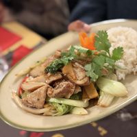 Vegan ‘duck’ with rice  at Phở Na Vegi in Zurich