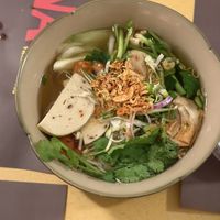 Mushroom broth soup with wontons  at Phở Na Vegi in Zurich