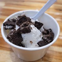 Cookie dough ice cream with cookie topper at Lazy Cow Creamery in Cookeville