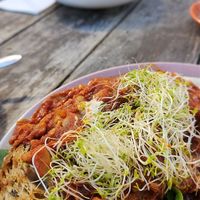 Baked beans on sourdough at Combi in Elwood