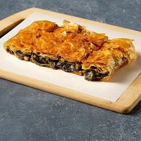 Bougatsa vegan with spinach at Open Lab Μπουγατσοποιείο in Thessaloniki