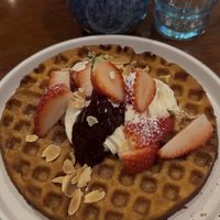 Sweets Strawberry Waffle (without pistachio ice cream)  at mute Milk Coffee & Bake in Tokyo
