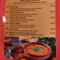Menu at Maharaja Alzenau in Bayern