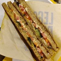 Toast with hummus, grilled eggplant, grilled zucchini, tomatoes and vegan mayo. So good! at Capatoast - Bolzano in Trentino-alto Adige