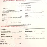 Menu Nov2025 at Jin's Bistro 1140 in Wien