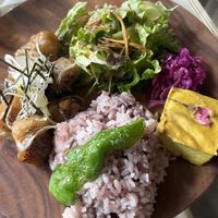 Teriyaki chicken Buddha bowl  at Stope. Vegan Cafe in Kyoto