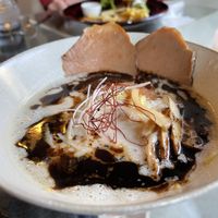 Black garlic ramen  at Stope. Vegan Cafe in Kyoto