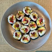 Rainbow sushi  at Garage Restaurant in Abu Dhabi