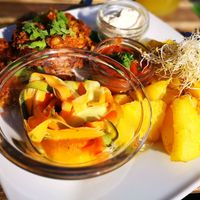 the week's special dish - loved the mushrooms coated in cirnflakes (i.e. turned into schnitzel) at Vege Miasto in Warsaw