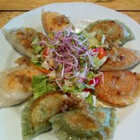 four kinds of perogies at Vege Miasto in Warsaw
