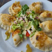 Dumplings with Tofu and potatos at Vege Miasto in Warsaw