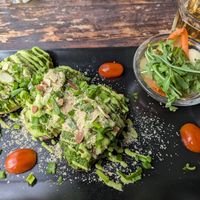 Potatoes with tofu and tempeh at Vege Miasto in Warsaw
