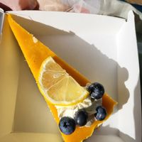 Mango lemon cake at Vege Miasto in Warsaw