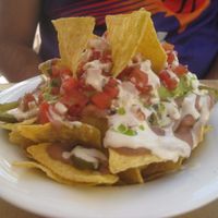 Vegan brunch:  nachos at DosTrece in Barcelona