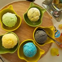 mint choc, black bean, banoffee, lemon & mango ice cream at Itim Roi Ros (100 Flavors of Ice Cream) - ไอติม100รส in Chiang Mai