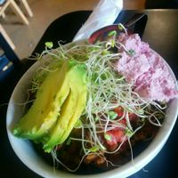 Vegan chilli bowl with extra cashew cheese and avocado at The Booch Bar in Hilo