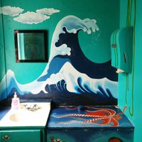 very decorative bathroom  at The Booch Bar in Hilo