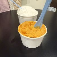 Lemon and pumpkin spiced vegan gelatoo  at More Gelato in Toronto
