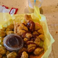 Cauliflower po boy with side of okra (normally side is fries) at Creole Kings in Thousand Oaks