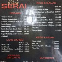 Menu Nov 2025 at Kebab Serai in Auckland