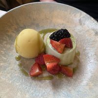 Matcha panacotta with sorbet   at Izakaya in Saint Helier