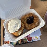 Danish and cinnamon bun  at Canela Vegan Bakery & Cafe Bridgeland in Calgary