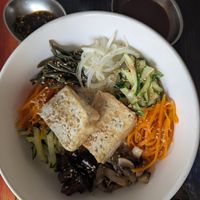 Vegan bibimbap at Yoon’s Kitchen in Hhohho Region
