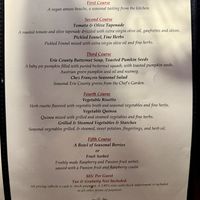 Vegan menu; changes seasonally, and you have to ask for it (it’s not on the website )  at Chez Francois  in Vermilion