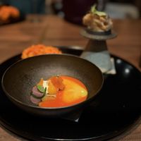 Yellow Escamillo, Jimmy Nardello, Biquinho Peppers, Shio Koji Sourdough  at SingleThread Farm - Restaurant - Inn in Healdsburg