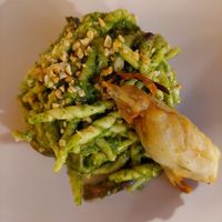 Pasta met waterkers en hazelnoot pesto at Lo Fai in Piacenza