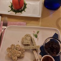 Stuffed tomato and vegan cheese at Lo Fai in Piacenza
