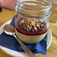 Crema alla vaniglia e zenzero con salsa di frutti di bosco e granella di nocciole   at Lo Fai in Piacenza