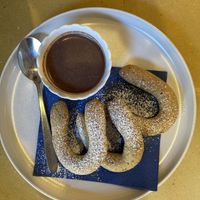 Keipfel with chocolate sauce  at Lo Fai in Piacenza