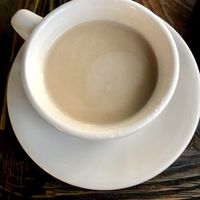 Herbal Coffee (tea with almond milk) at Mesa Verde in Santa Barbara
