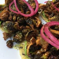 Brussel Tacos. I recommend if you enjoy Brussels, and that “char”. Very delicious. The tortillas are homemade! at Mesa Verde in Santa Barbara