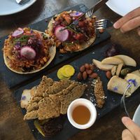 cheese brick and one of the taco starters at Mesa Verde in Santa Barbara