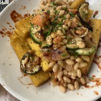 Polenta fries- TASTELESS, expired beans and zucchini  at Mesa Verde in Santa Barbara
