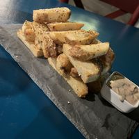 Triple fried obsessively stacked fries  at Mesa Verde in Santa Barbara