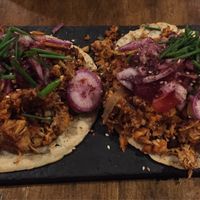 Amazing pulled jackfruit soft tacos at Mesa Verde in Santa Barbara