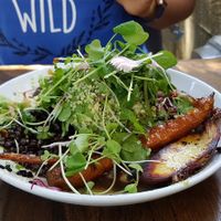 Lentil, black rice and roasted veges  at Mesa Verde in Santa Barbara