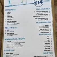 Drinks and coffee menu  at Surfspot Curacao in Willemstad